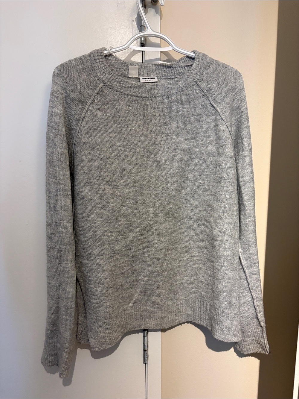 Noisy May Heather Light Gray Knit Crewneck Sweater